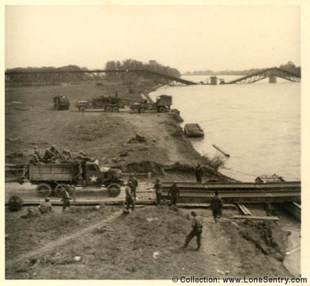 [Engineer equipment with bridges, Grainau, Germany, May 1945: 305th Engineer Combat Battalion]