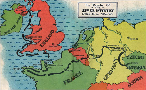 [The Route of the 23rd US. Infantry, 17 April 1944 to 7 May 1945]